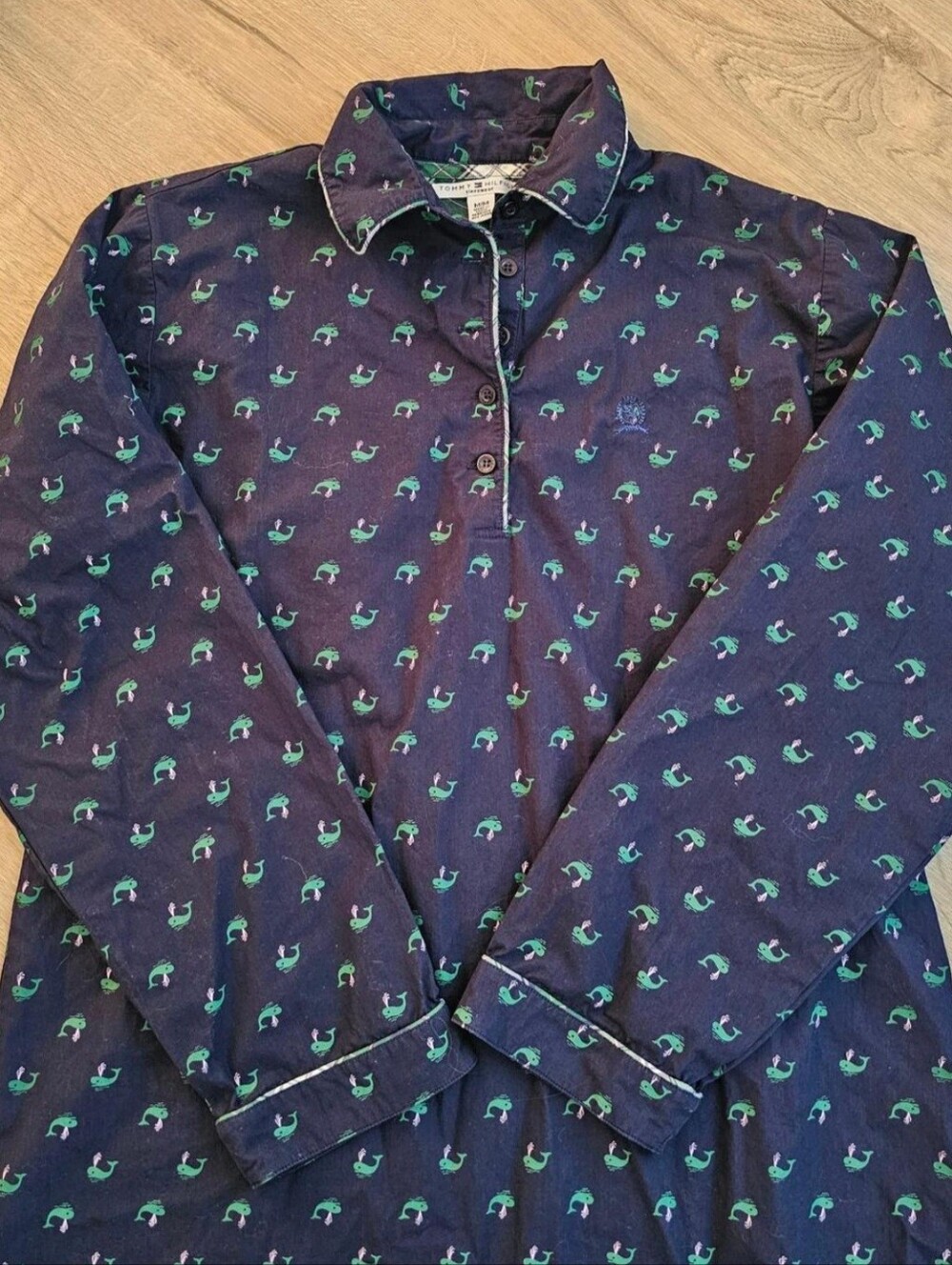 Tommy Hilfiger Navy Button-Down Shirt with Green Duck Print